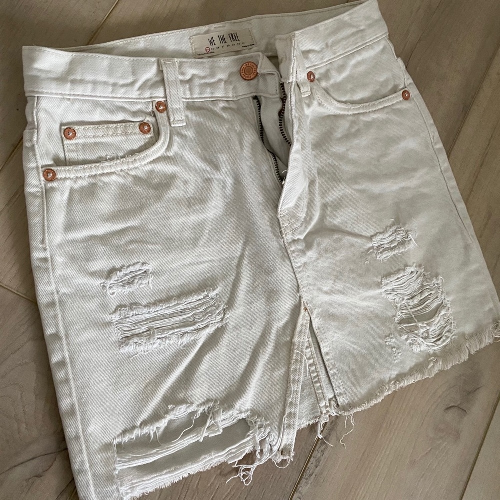 Free People | White denim skirt